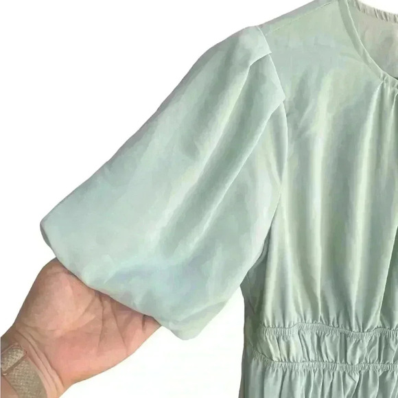 Amazon women’s ECOWISH Summer Short Puff Sleeve Crew neck light green small NWOT - Picture 5 of 6